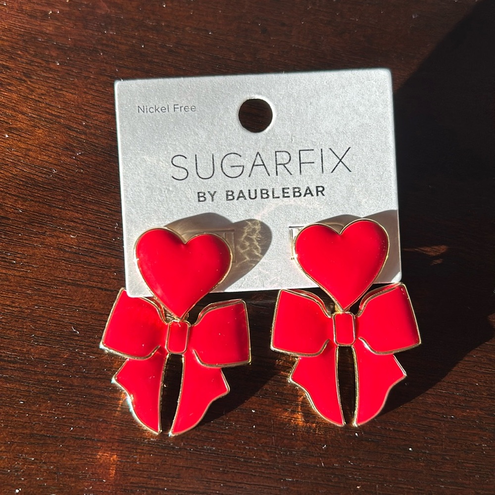 Heart with the bow red earring